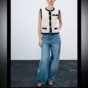 Zara pointelle knit vest top